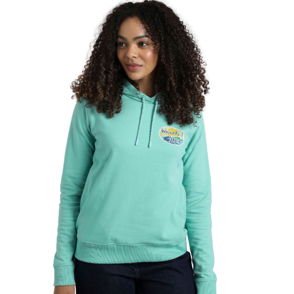 Weird Fish Kira Eco Back Print Popover Hoodie Aqua Marine