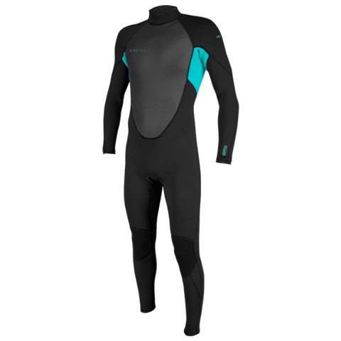 O'Neill Reactor-II 3/2 Back Zip Full Youth Wetsuit Black Aqua