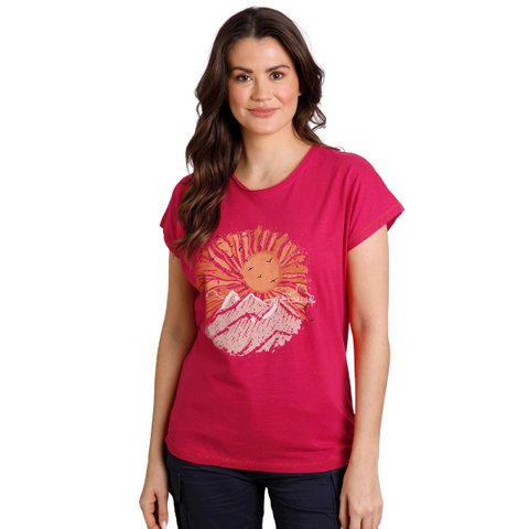 Weird Fish Sundown Organic Cotton Slub T-Shirt Hot Pink