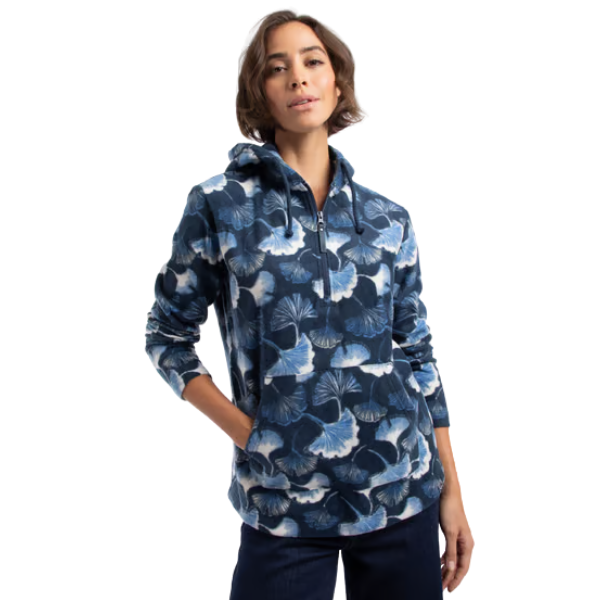 Weird Fish Lana Printed 1/4 Zip Hooded Microfleece