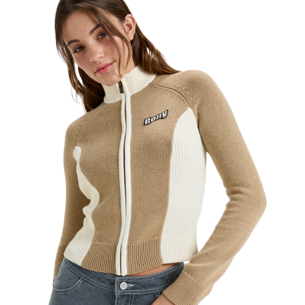 Roxy Cross Chloe Kim Blocked Mock Neck - Mock Neck Full Zip Jumper for Women