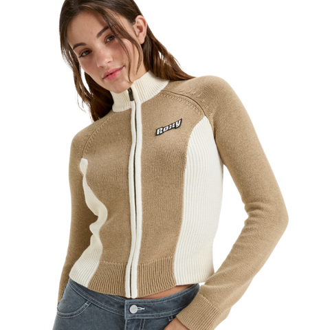 Roxy Cross Chloe Kim Blocked Mock Neck - Mock Neck Full Zip Jumper for Women